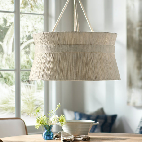 Palecek Cassidy Abaca Rope Chandelier Styled over dining table