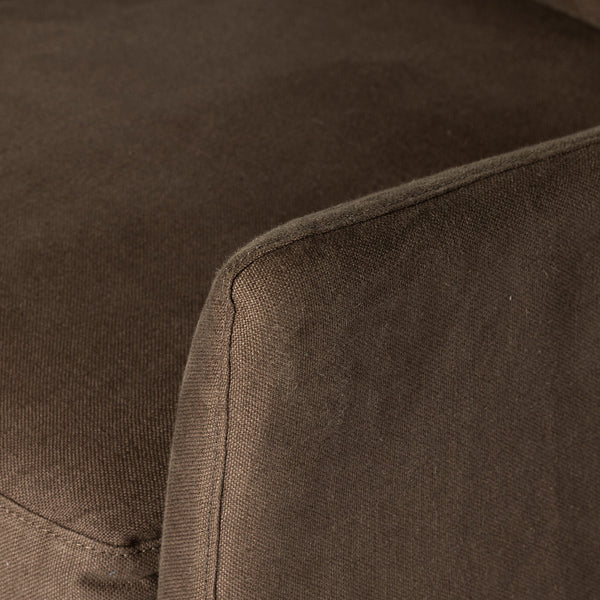 Moira Slipcover Swivel Chair - Coffee Linen Closeup
