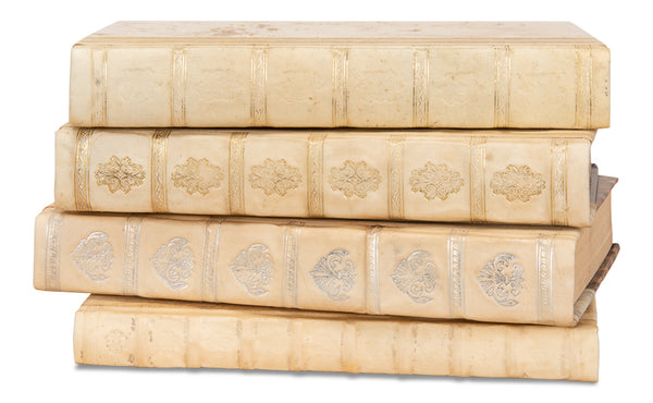 Ivory Leather Decorative Book Set Spine Details