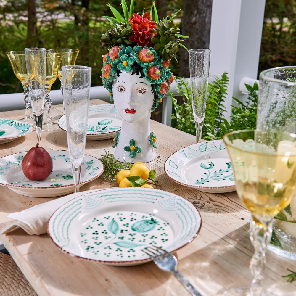 Casa Nuno Green Tulip Plate - Handpainted Dinnerware from Portugal