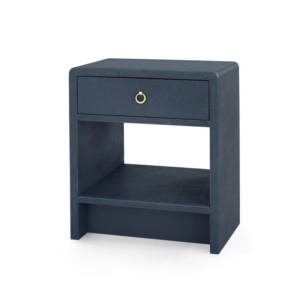 Blaine Navy Textured Linen One Drawer Side Table