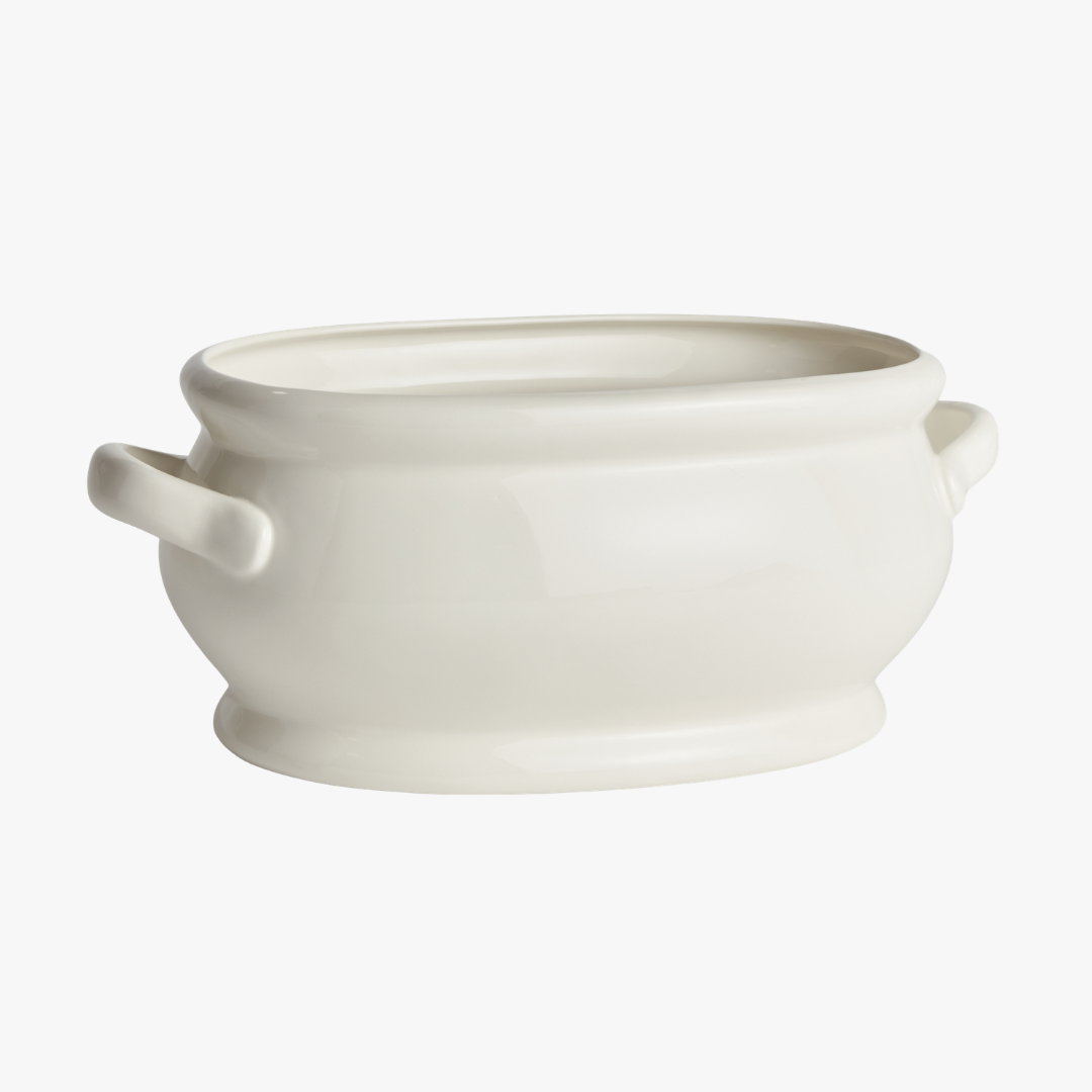 white oval plant pot Bradford Oval Cachepot