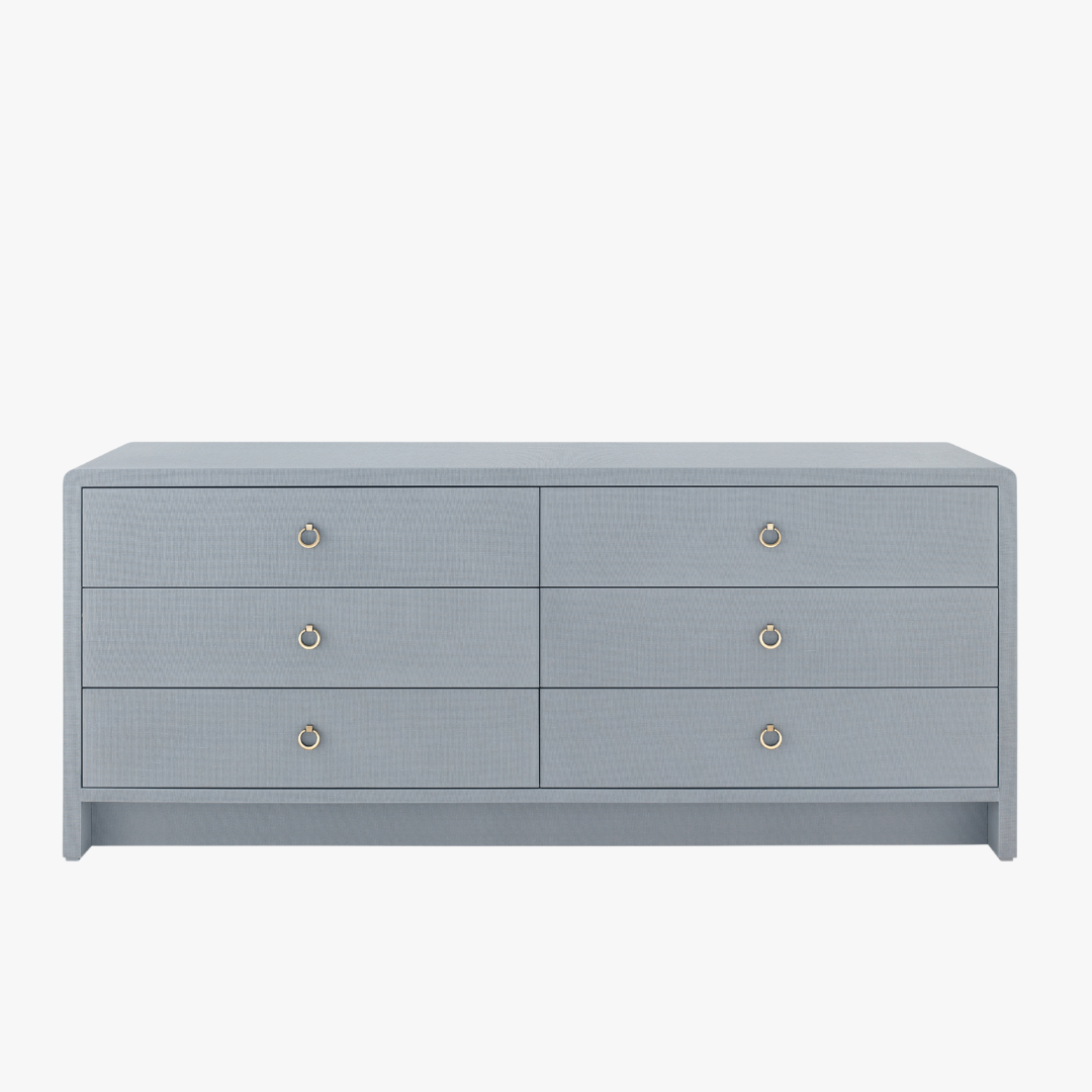grey mid century dresser Blaine Large Grey Dresser - Lacquered Linen Furniture