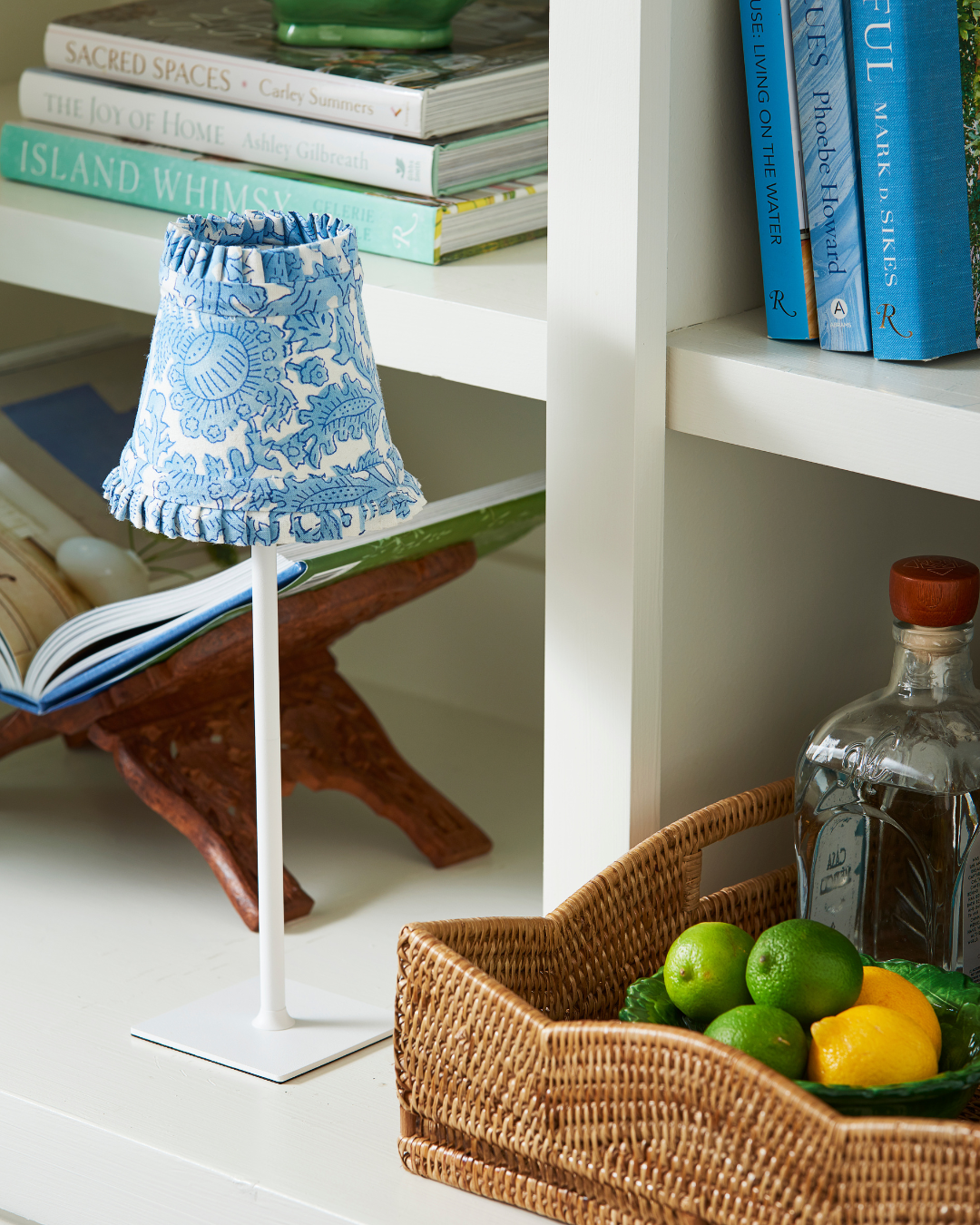 Blue Floral Cordless Lamp Shade - Small Lampshade - Dear Keaton