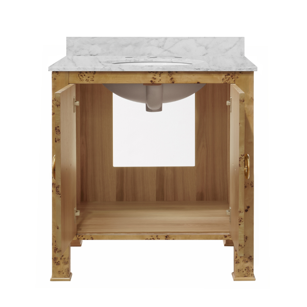 Brooklyn Burl Wood Vanity - Marble Bathroom Vanities - Dear Keaton