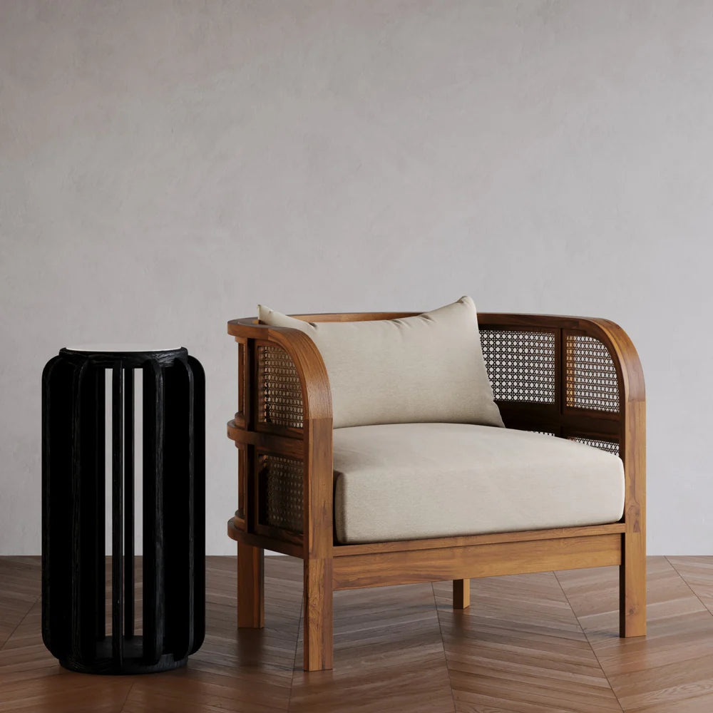 Cebu Woven Cane Lounge Chair - Teak Club Chair - Dear Keaton
