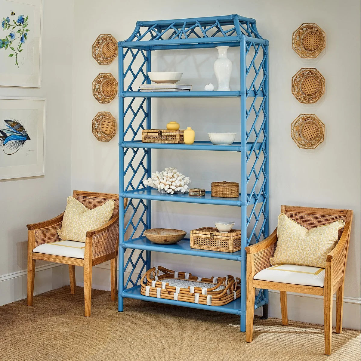 Custom Color Chippendale Bookcase - Rattan Fretwork - Dear Keaton