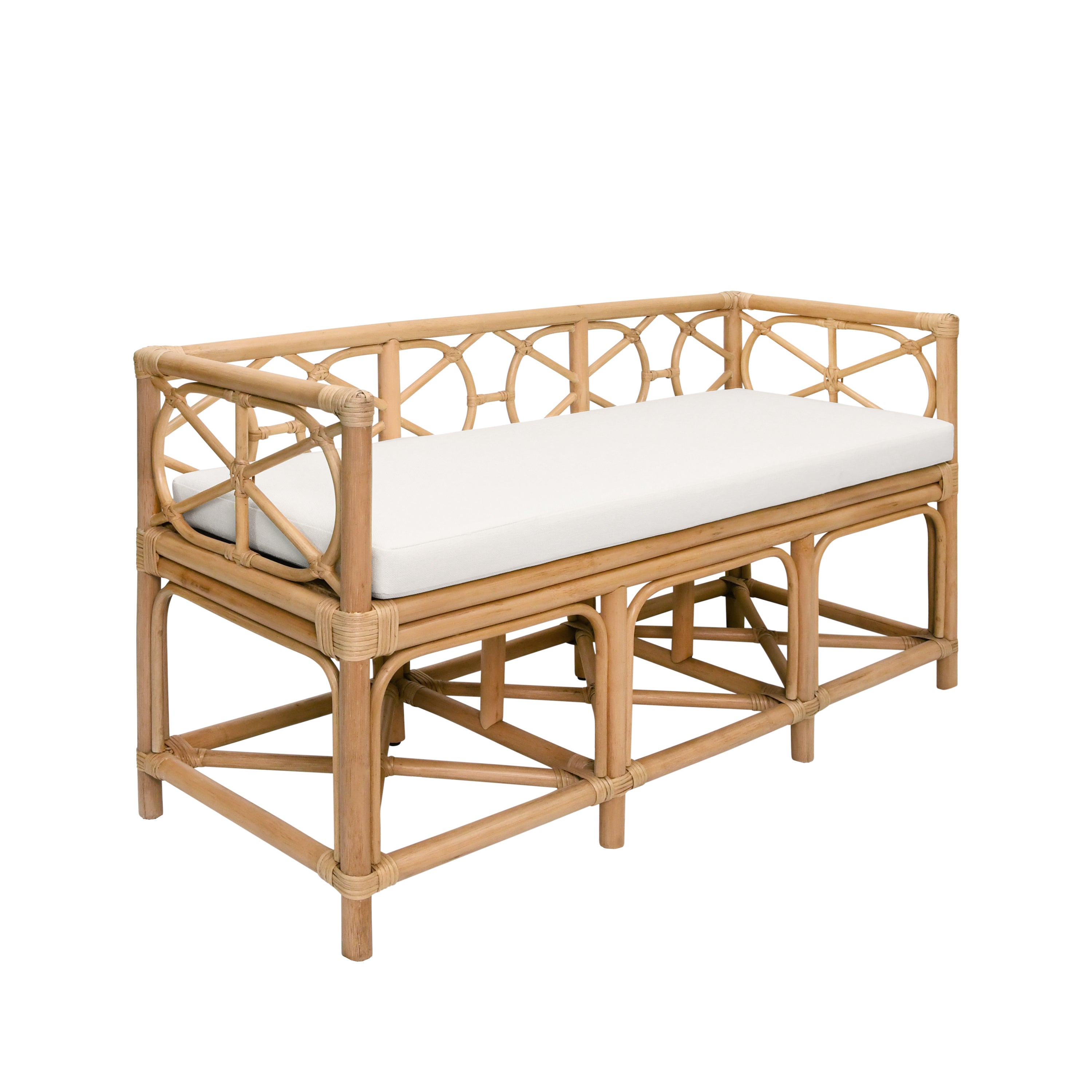 Fernandina Rattan Bench - Coastal Style Seating - Dear Keaton