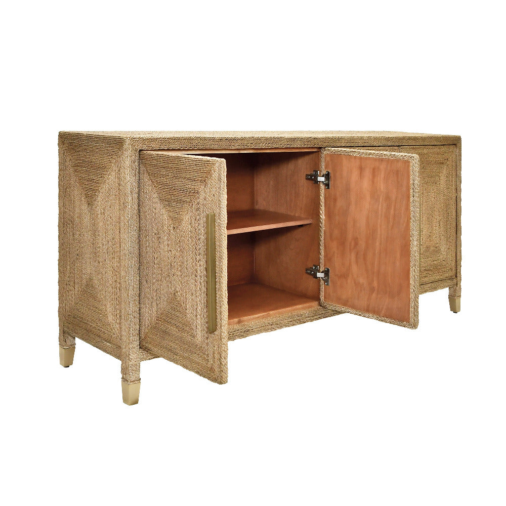 Bayview Woven Rope Sideboard - Four Door Storage Buffet- Dear Keaton