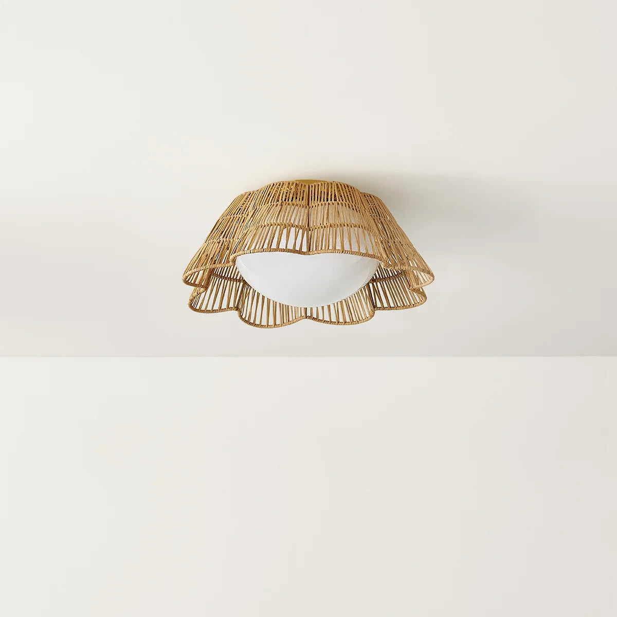 Raiford Rattan Flush Mount - Woven Basket Lighting - Dear Keaton