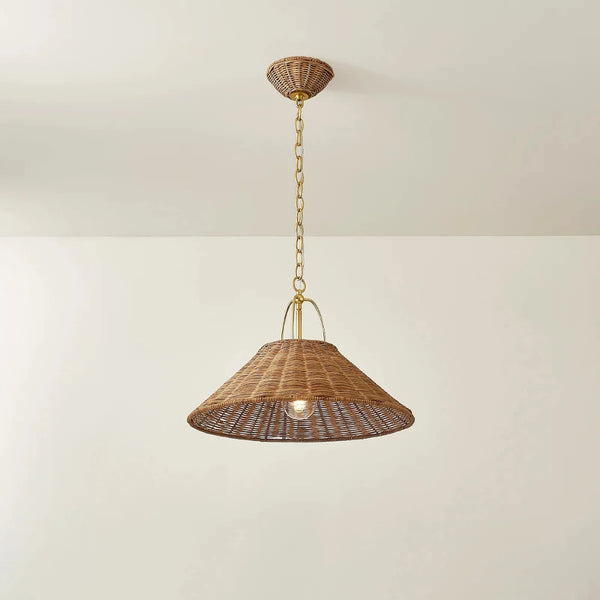Davida Woven Rattan Pendant Light with rattan ceiling cap