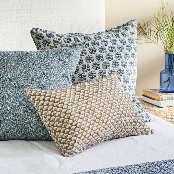 Hera Azure Pillow Cover Styled with Madeira Sahara Lumbar