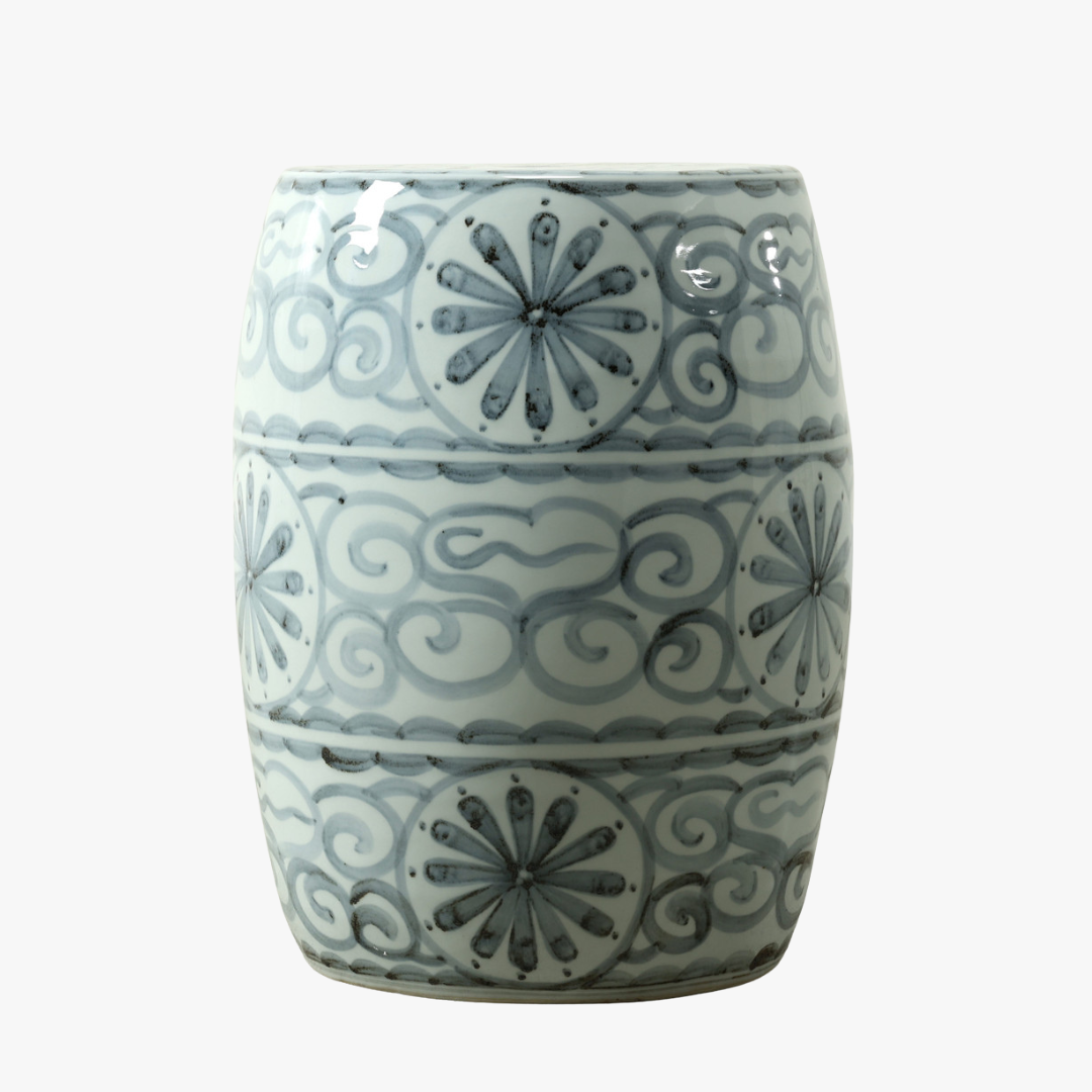 Lucky Cloud Garden Stool - Blue and White Porcelain - Dear Keaton