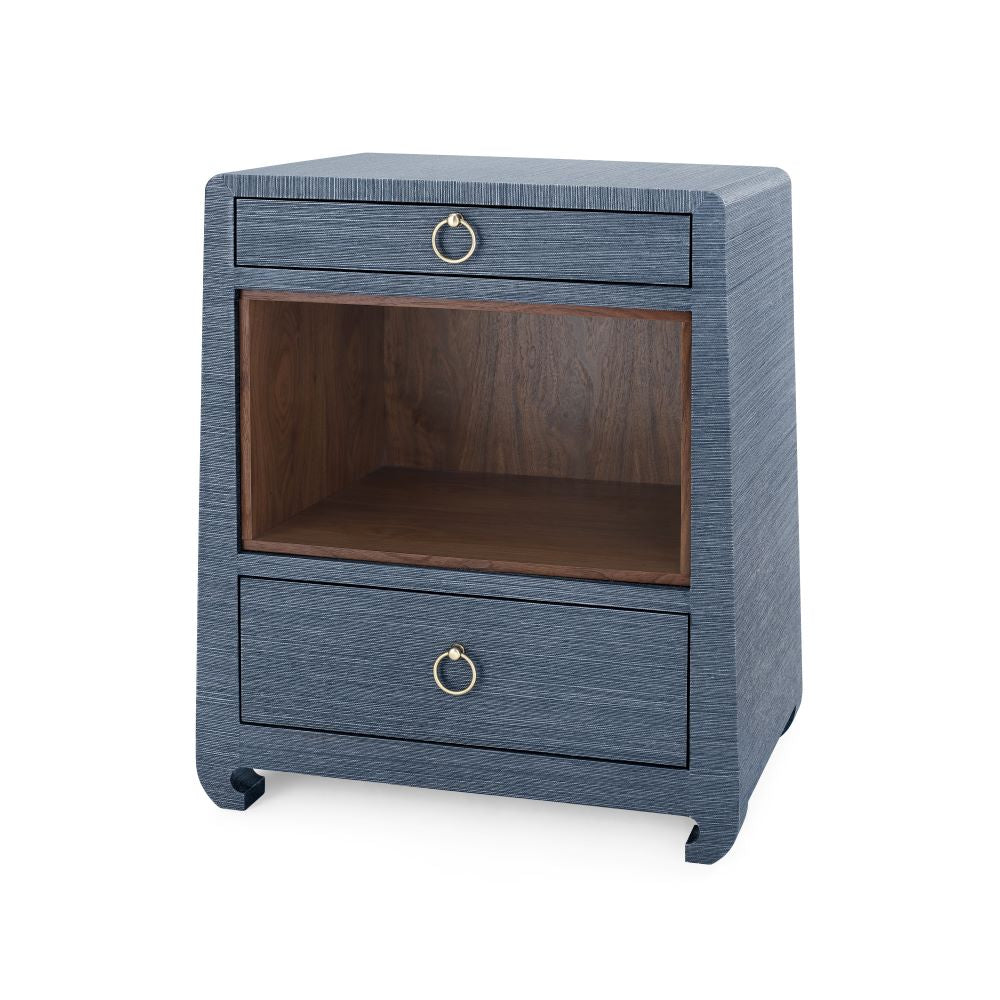 Zen Navy Grasscloth Side Table - Blue Bedside Table - Dear Keaton