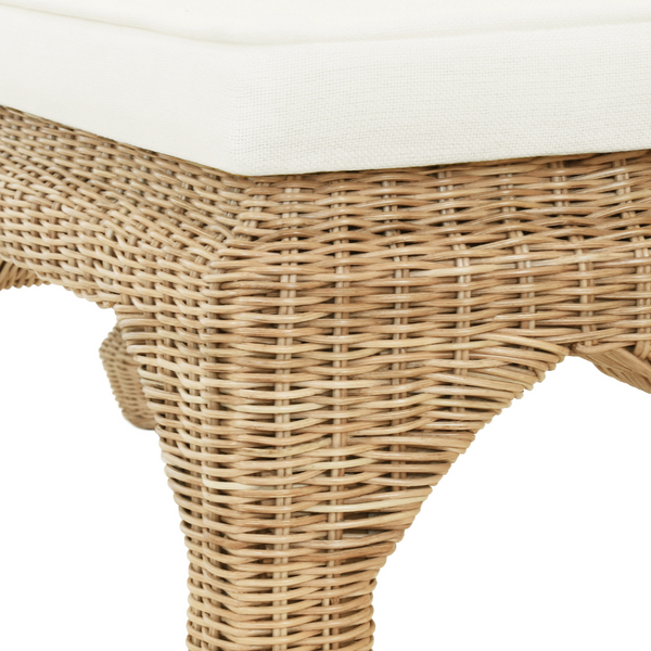 Ming Style Woven Rattan Bench Closeup Details
