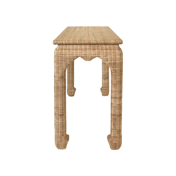 Ming Style Woven Rattan Console Side View