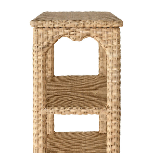 Ming Style Woven Rattan Etagere Side View