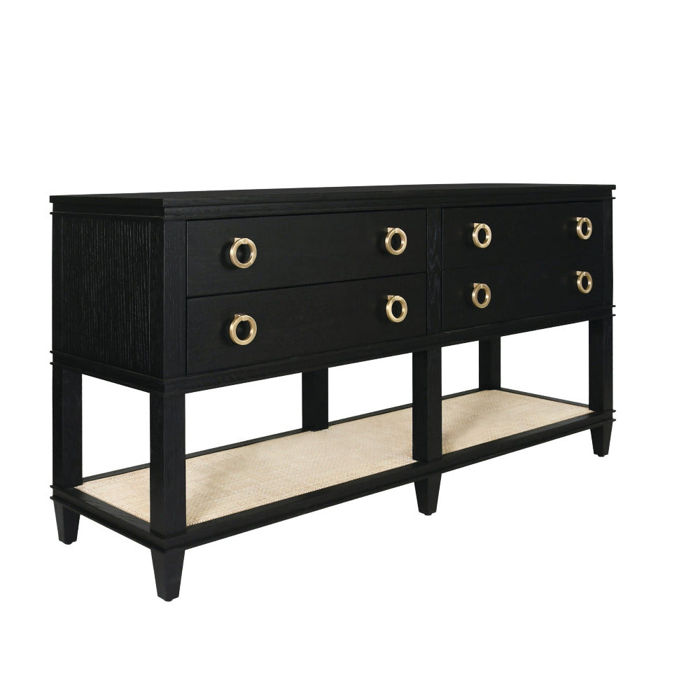 Cogswell Black Console - Woven Cane Furniture - Dear Keaton