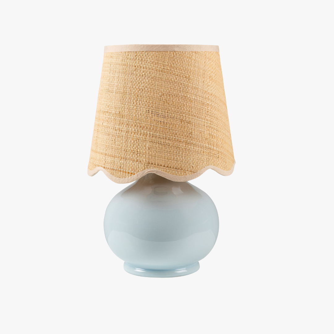 SOPHIAペンライト Sophia Sky Mini Lamp - Scalloped Edge Raffia Shade - Dear Keaton