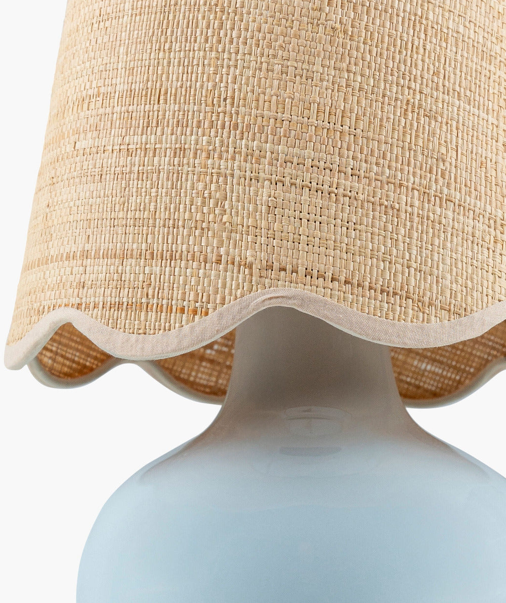 Sophia Sky Mini Lamp - Scalloped Edge Raffia Shade - Dear Keaton