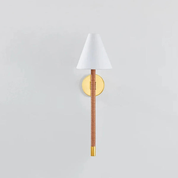 Wellington Wall Sconce - Wicker and Linen Cone Shade