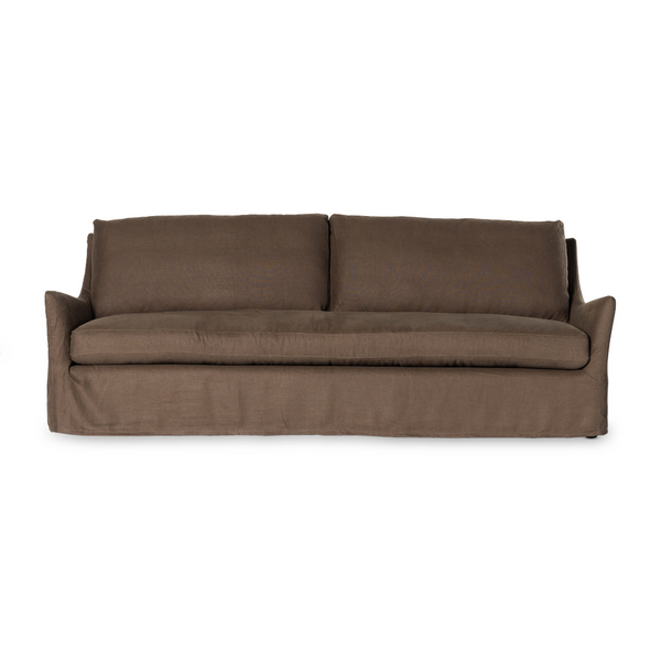 Moira Slipcover Sofa - Coffee Linen Front View