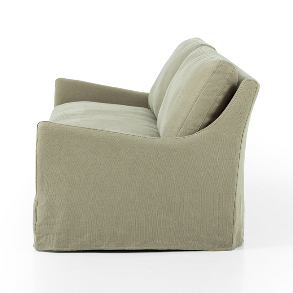 Moira Slipcover Sofa - Khaki Linen Side View