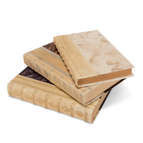 Ivory Leather Decorative Book Set - VARYING SIZES