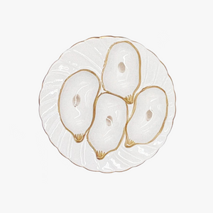 White Gilded Oyster Plate