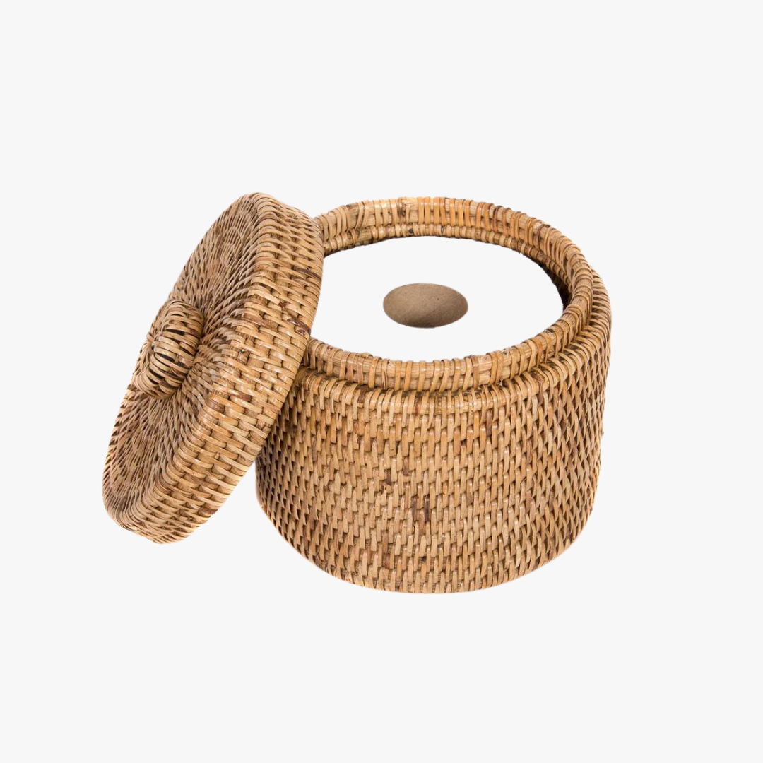 Round Tissue Storage Basket - Toilet Paper Rattan Basket - Dear Keaton