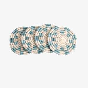 Blue Checkered Coaster Set