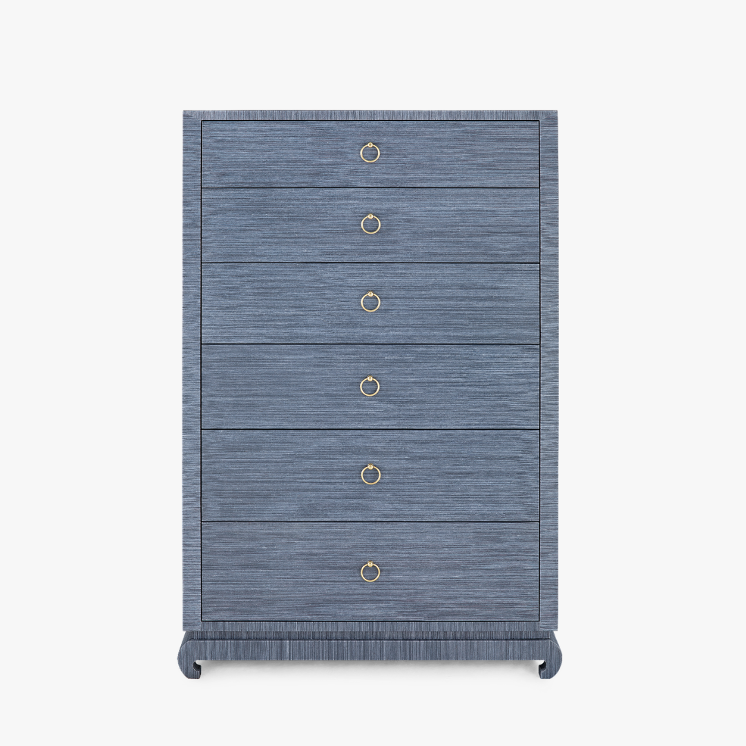 Zen Navy Grasscloth Tall Dresser Zen Navy Grasscloth Tall Dresser
