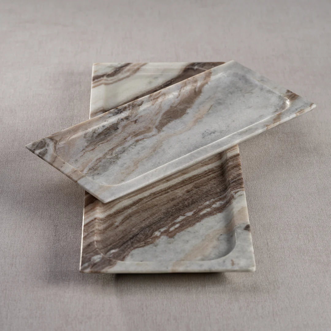 Arabescato Marble Tray - Brown Marble Decor - Dear Keaton