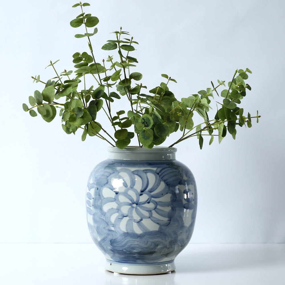 Dahlia Vase - Blue Chinoiserie Decor - Flower Motif - Dear Keaton