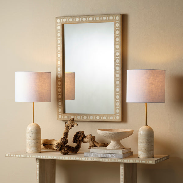 San Blas Wall Mirror Hanging Vertically Above Console Table