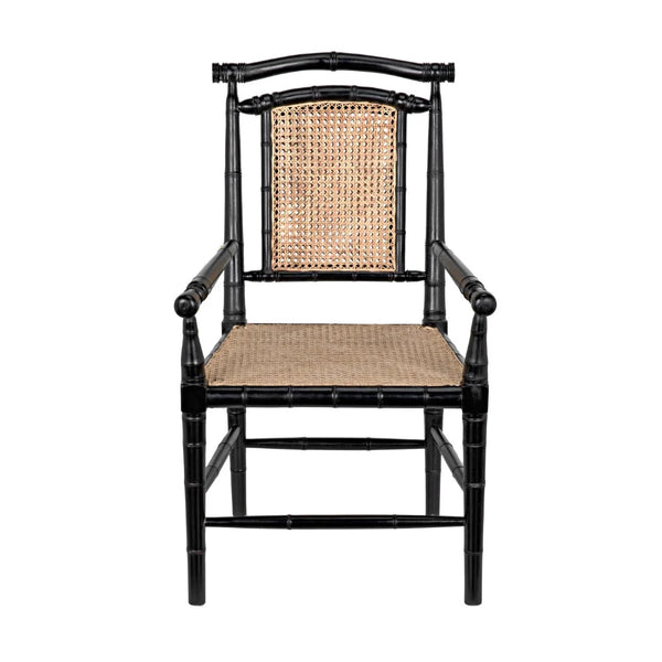 Colonial Bamboo Arm Chair Woven Cane Seat