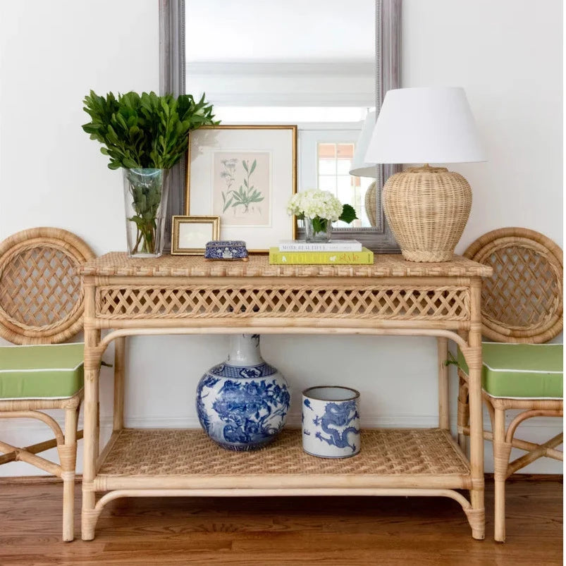 White online rattan console