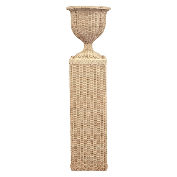 Braided Wicker Tall  Square Pedestal and Urn
