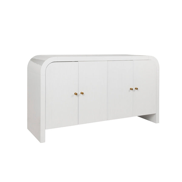 Abruzzo White Cabinet with Fluted Door Fronts