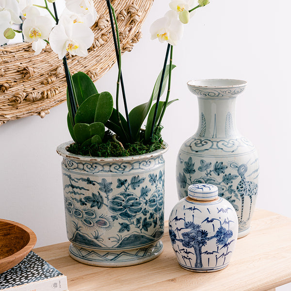 Blue and White Chinoiserie Decorative Pots From Dear Keaton