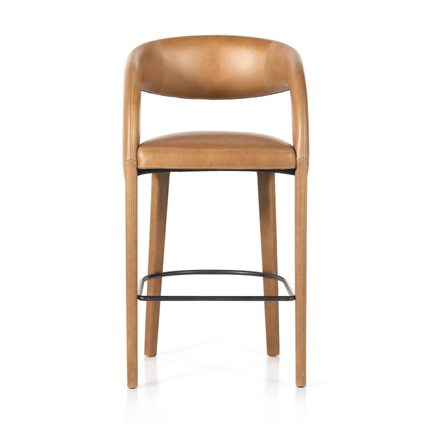 Harvey Leather Bar Stool Front View