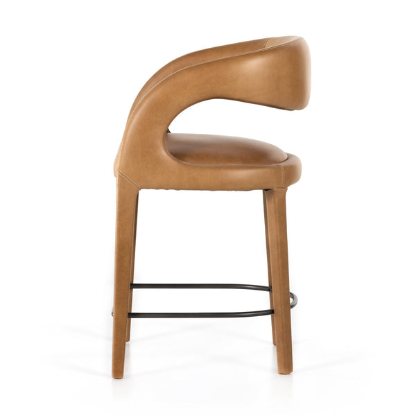 Harvey Leather Counter Stool Side View