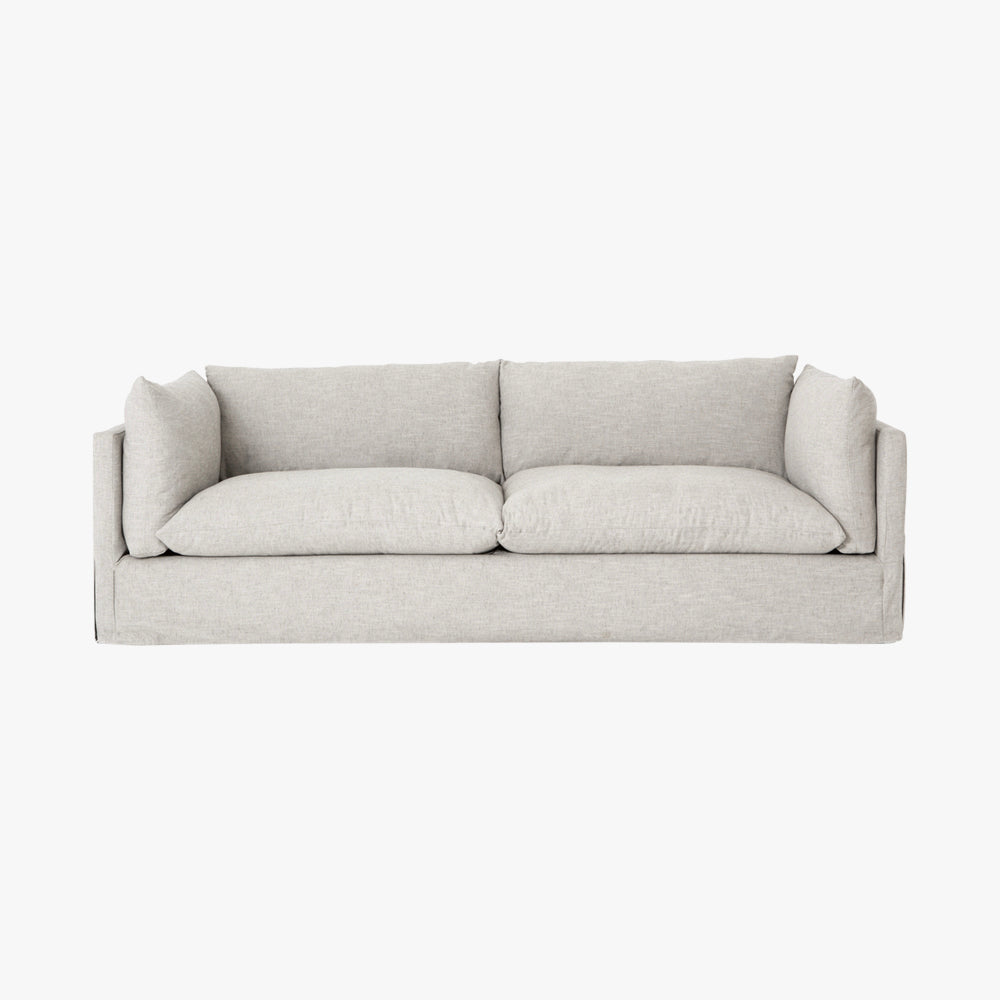 Gray Shelter Back Couch with Black and White Pillow - Transitional