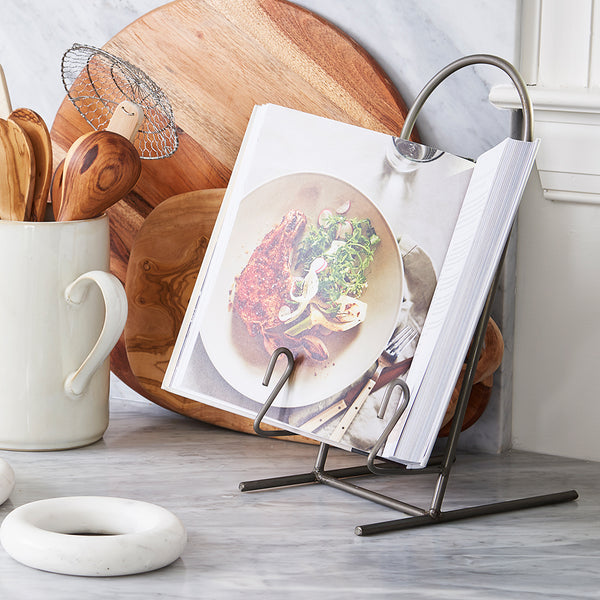 Iron Plate Stand Styled with Cookbook
