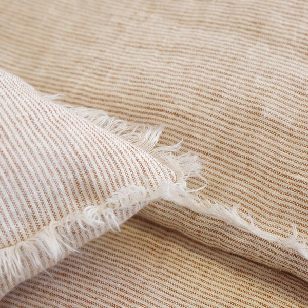 Logan Terra Cotta Stripe Linen Bedding Closeup