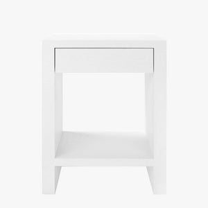 Madison White Grasscloth Side Table