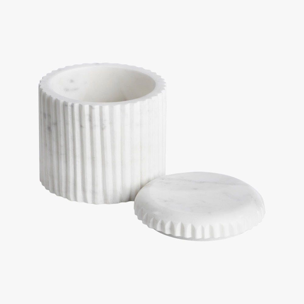 Chandra 7x4 Fluted White Marble Decorative Box with Lid, White Marble -  Jennifer Taylor Home