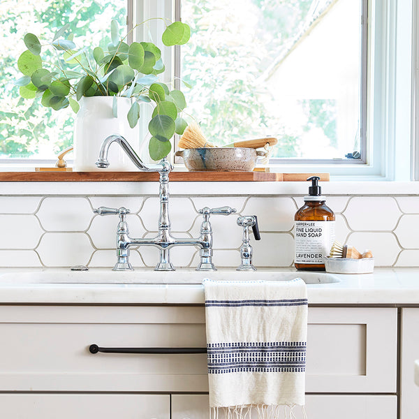 Navy Stripes Hand Towel Styled