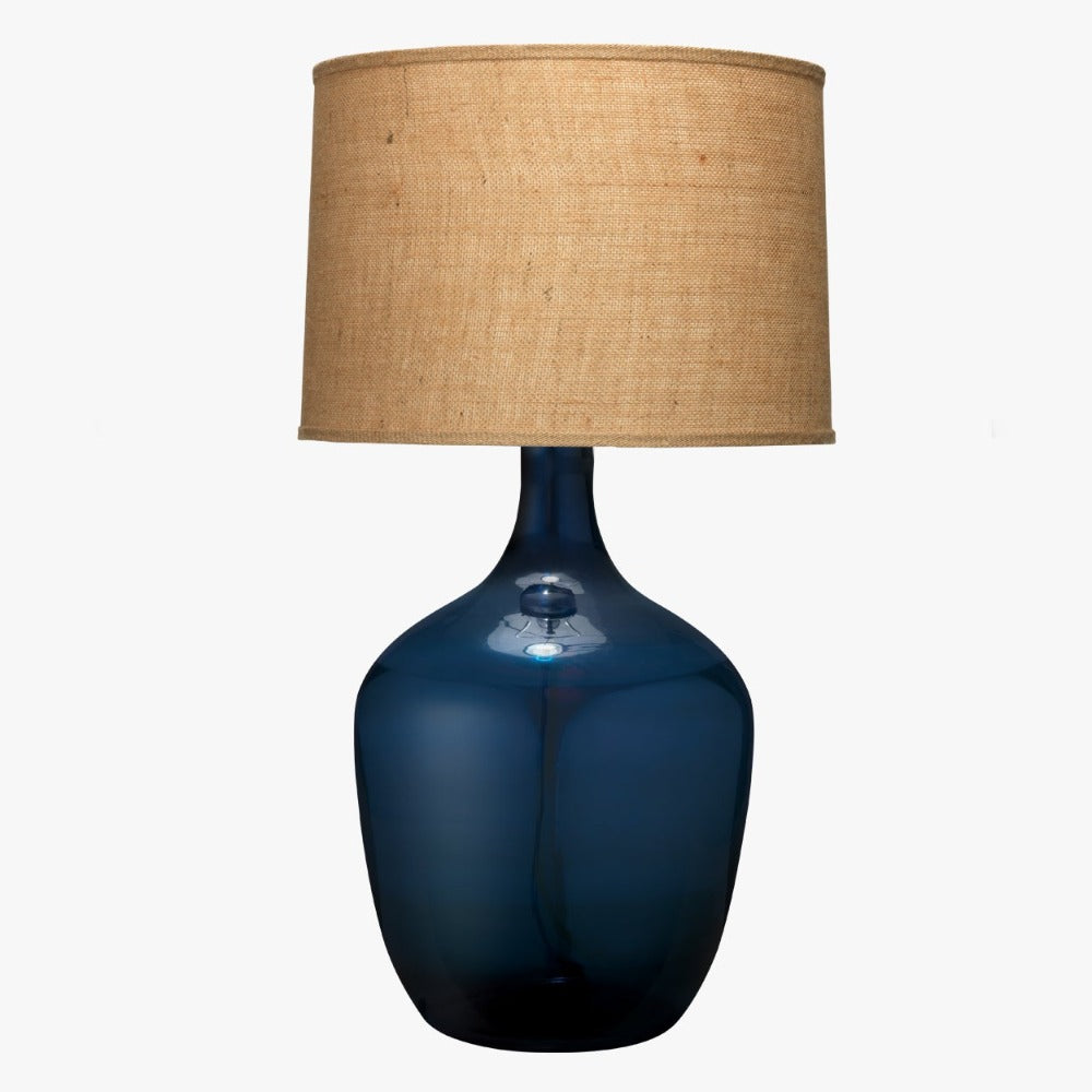 Navy Demi John Glass Lamp - Blue French Wine Jug Lamp - Dear Keaton
