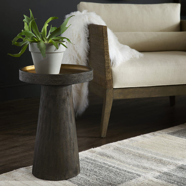 Orson Midnight Wood Side Table Styled